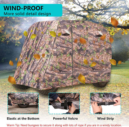 Golf Cart Cover 2/4/4+2 Passenger for Yamaha EZGO Club Car, Heavy Duty 420D Waterproof Windproof Durable Polyester Golf Cart Cover with 3 Zipper Doors for All-Weather Protection (Black/Silver)​​